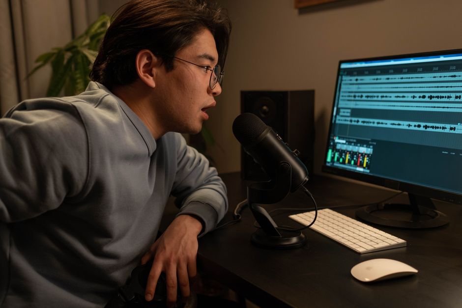 音声を記録する様子を写す
